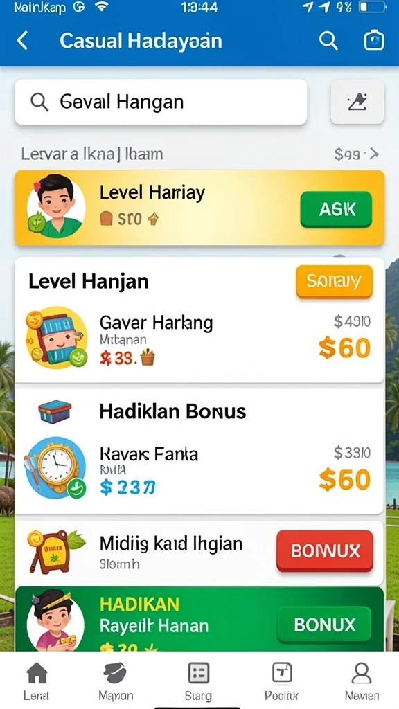 Tantangan menarik di setiap level.